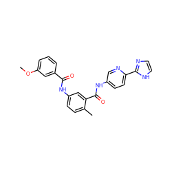 COc1cccc(C(=O)Nc2ccc(C)c(C(=O)Nc3ccc(-c4ncc[nH]4)nc3)c2)c1 ZINC000299862512