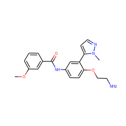 COc1cccc(C(=O)Nc2ccc(OCCN)c(-c3ccnn3C)c2)c1 ZINC000049037342