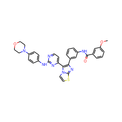 COc1cccc(C(=O)Nc2cccc(-c3nc4sccn4c3-c3ccnc(Nc4ccc(N5CCOCC5)cc4)n3)c2)c1 ZINC000063539923