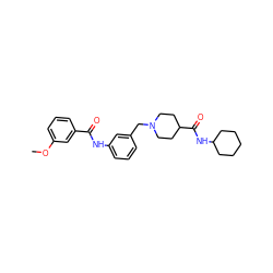 COc1cccc(C(=O)Nc2cccc(CN3CCC(C(=O)NC4CCCCC4)CC3)c2)c1 ZINC000210670082