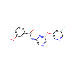 COc1cccc(C(=O)Nc2cncc(Oc3cncc(F)c3)n2)c1 ZINC000299824235