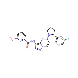 COc1cccc(C(=O)Nc2cnn3ccc(N4CCC[C@@H]4c4cccc(F)c4)nc23)n1 ZINC000118400296