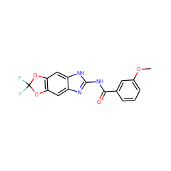 COc1cccc(C(=O)Nc2nc3cc4c(cc3[nH]2)OC(F)(F)O4)c1 ZINC000211266712