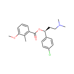 COc1cccc(C(=O)O[C@@H](CCN(C)C)c2ccc(Cl)cc2)c1C ZINC000013684923