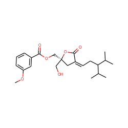 COc1cccc(C(=O)OC[C@@]2(CO)C/C(=C/CC(C(C)C)C(C)C)C(=O)O2)c1 ZINC000013704140