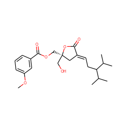 COc1cccc(C(=O)OC[C@@]2(CO)C/C(=C\CC(C(C)C)C(C)C)C(=O)O2)c1 ZINC000013704093