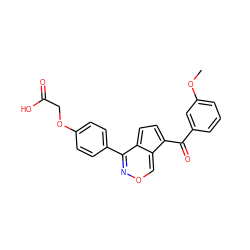 COc1cccc(C(=O)c2ccc3c(-c4ccc(OCC(=O)O)cc4)nocc2-3)c1 ZINC000028569054