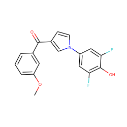 COc1cccc(C(=O)c2ccn(-c3cc(F)c(O)c(F)c3)c2)c1 ZINC000066099970