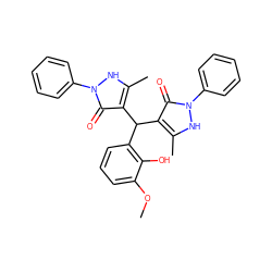 COc1cccc(C(c2c(C)[nH]n(-c3ccccc3)c2=O)c2c(C)[nH]n(-c3ccccc3)c2=O)c1O ZINC000100547204