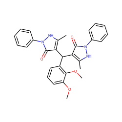 COc1cccc(C(c2c(C)[nH]n(-c3ccccc3)c2=O)c2c(C)[nH]n(-c3ccccc3)c2=O)c1OC ZINC000100547392