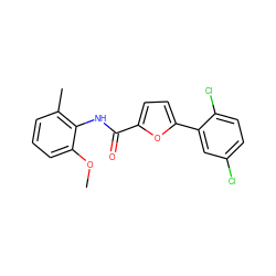 COc1cccc(C)c1NC(=O)c1ccc(-c2cc(Cl)ccc2Cl)o1 ZINC000064734958