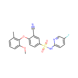 COc1cccc(C)c1Oc1ccc(S(=O)(=O)Nc2ccc(F)cn2)cc1C#N ZINC000473194420