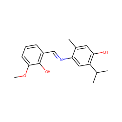 COc1cccc(C=Nc2cc(C(C)C)c(O)cc2C)c1O ZINC000254071291