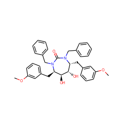 COc1cccc(C[C@@H]2[C@H](O)[C@@H](O)[C@@H](Cc3cccc(OC)c3)N(Cc3ccccc3)C(=O)N2Cc2ccccc2)c1 ZINC000014945760