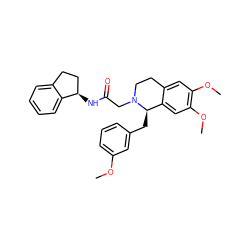 COc1cccc(C[C@@H]2c3cc(OC)c(OC)cc3CCN2CC(=O)N[C@@H]2CCc3ccccc32)c1 ZINC000042891166