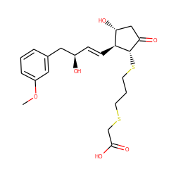 COc1cccc(C[C@H](O)/C=C/[C@H]2[C@H](O)CC(=O)[C@@H]2SCCCSCC(=O)O)c1 ZINC000013836440