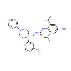 COc1cccc(C2(CNC(=O)Nc3c(C(C)C)cc(N)cc3C(C)C)CCN(c3ccccc3)CC2)c1 ZINC000040845658