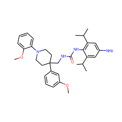 COc1cccc(C2(CNC(=O)Nc3c(C(C)C)cc(N)cc3C(C)C)CCN(c3ccccc3OC)CC2)c1 ZINC000042802992