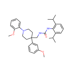 COc1cccc(C2(CNC(=O)Nc3c(C(C)C)cccc3C(C)C)CCN(c3ccccc3OC)CC2)c1 ZINC000040379956