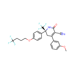 COc1cccc(C2=C(C#N)C(=O)N[C@](c3ccc(OCCCC(F)(F)F)cc3)(C(F)(F)F)C2)c1 ZINC001772585426