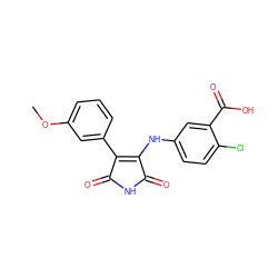 COc1cccc(C2=C(Nc3ccc(Cl)c(C(=O)O)c3)C(=O)NC2=O)c1 ZINC000014946025