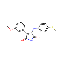 COc1cccc(C2=C(Nc3ccc(SC)cc3)C(=O)NC2=O)c1 ZINC000014946031