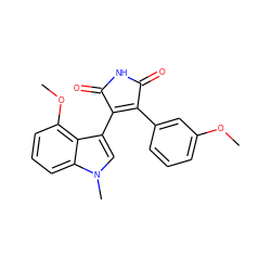 COc1cccc(C2=C(c3cn(C)c4cccc(OC)c34)C(=O)NC2=O)c1 ZINC000049033911