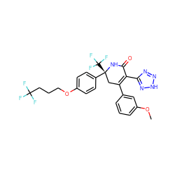 COc1cccc(C2=C(c3nn[nH]n3)C(=O)N[C@](c3ccc(OCCCC(F)(F)F)cc3)(C(F)(F)F)C2)c1 ZINC001772620724