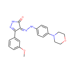 COc1cccc(C2=NNC(=O)/C2=N\Nc2ccc(N3CCOCC3)cc2)c1 ZINC000049034003
