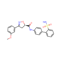 COc1cccc(C2=NO[C@@H](C(=O)Nc3ccc(-c4ccccc4S(N)(=O)=O)cc3)C2)c1 ZINC000013489866