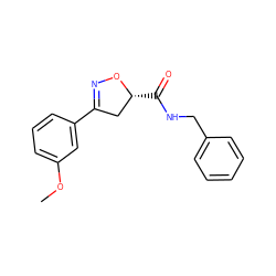 COc1cccc(C2=NO[C@H](C(=O)NCc3ccccc3)C2)c1 ZINC000003957757