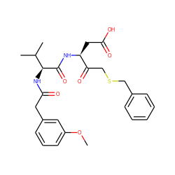 COc1cccc(CC(=O)N[C@H](C(=O)N[C@@H](CC(=O)O)C(=O)CSCc2ccccc2)C(C)C)c1 ZINC000013589579