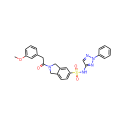 COc1cccc(CC(=O)N2Cc3ccc(S(=O)(=O)Nc4cnn(-c5ccccc5)n4)cc3C2)c1 ZINC000473128392