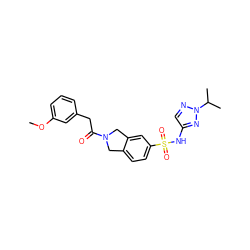 COc1cccc(CC(=O)N2Cc3ccc(S(=O)(=O)Nc4cnn(C(C)C)n4)cc3C2)c1 ZINC000473119710