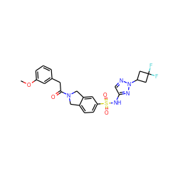 COc1cccc(CC(=O)N2Cc3ccc(S(=O)(=O)Nc4cnn(C5CC(F)(F)C5)n4)cc3C2)c1 ZINC000473121835