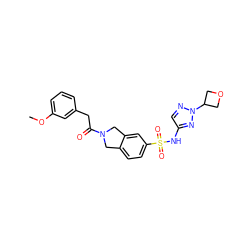 COc1cccc(CC(=O)N2Cc3ccc(S(=O)(=O)Nc4cnn(C5COC5)n4)cc3C2)c1 ZINC000473121170