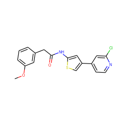 COc1cccc(CC(=O)Nc2cc(-c3ccnc(Cl)c3)cs2)c1 ZINC000113830294