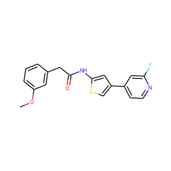 COc1cccc(CC(=O)Nc2cc(-c3ccnc(F)c3)cs2)c1 ZINC000113835549