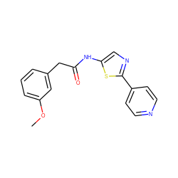 COc1cccc(CC(=O)Nc2cnc(-c3ccncc3)s2)c1 ZINC000202495052