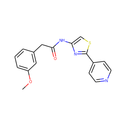 COc1cccc(CC(=O)Nc2csc(-c3ccncc3)n2)c1 ZINC000149668617