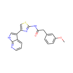 COc1cccc(CC(=O)Nc2nc(-c3c[nH]c4ncccc34)cs2)c1 ZINC000035858721