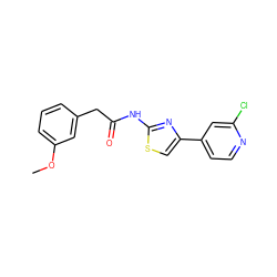 COc1cccc(CC(=O)Nc2nc(-c3ccnc(Cl)c3)cs2)c1 ZINC000113835449