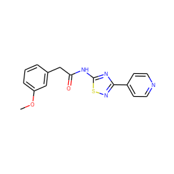 COc1cccc(CC(=O)Nc2nc(-c3ccncc3)ns2)c1 ZINC000473121153