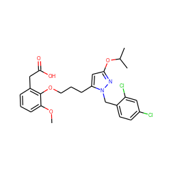 COc1cccc(CC(=O)O)c1OCCCc1cc(OC(C)C)nn1Cc1ccc(Cl)cc1Cl ZINC000035802945