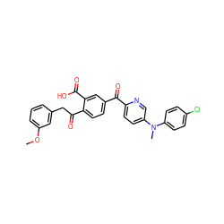 COc1cccc(CC(=O)c2ccc(C(=O)c3ccc(N(C)c4ccc(Cl)cc4)cn3)cc2C(=O)O)c1 ZINC000199274988