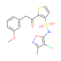 COc1cccc(CC(=O)c2sccc2S(=O)(=O)Nc2onc(C)c2Cl)c1 ZINC000029412783