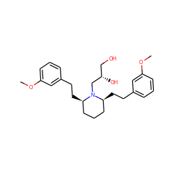 COc1cccc(CC[C@@H]2CCC[C@H](CCc3cccc(OC)c3)N2C[C@@H](O)CO)c1 ZINC000103297264