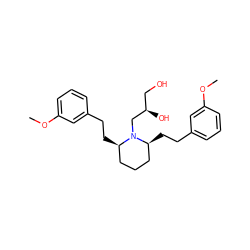 COc1cccc(CC[C@@H]2CCC[C@H](CCc3cccc(OC)c3)N2C[C@H](O)CO)c1 ZINC000103297266