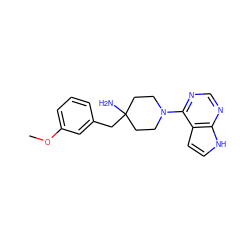 COc1cccc(CC2(N)CCN(c3ncnc4[nH]ccc34)CC2)c1 ZINC000045358631