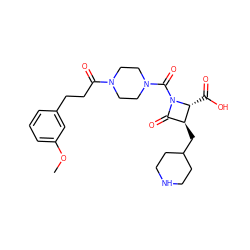 COc1cccc(CCC(=O)N2CCN(C(=O)N3C(=O)[C@H](CC4CCNCC4)[C@H]3C(=O)O)CC2)c1 ZINC000026284841